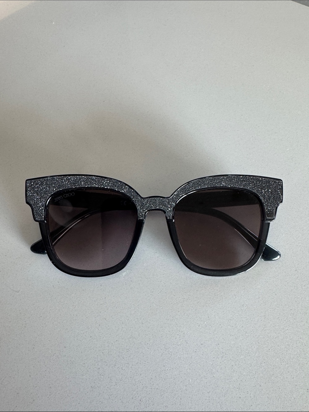 Jimmy Choo Sparkle Black Square Sunglasses with Gradient Lenses